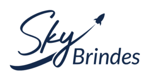 logotipo azul marinho sky brindes